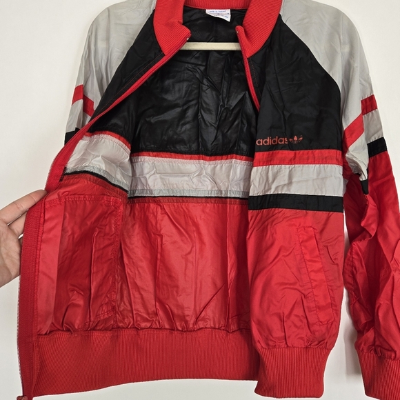 Adidas Windbreaker Jacket Men's S Full Zip Colorblock Zip Pockets VTG 1970S RED - Picture 6 of 16